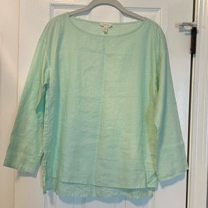 Eileen Fisher XXS Handkerchief Linen Long Sleeve Top in Celadon Green